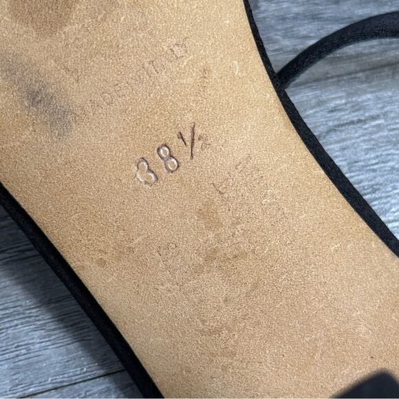 MANOLO BLAHNIK Black Satin Slingback Crystal Sandals Heels Size 38 1/2 - Picture 8 of 13